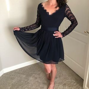Long sleeve lace mini dress-Navy. Worn twice